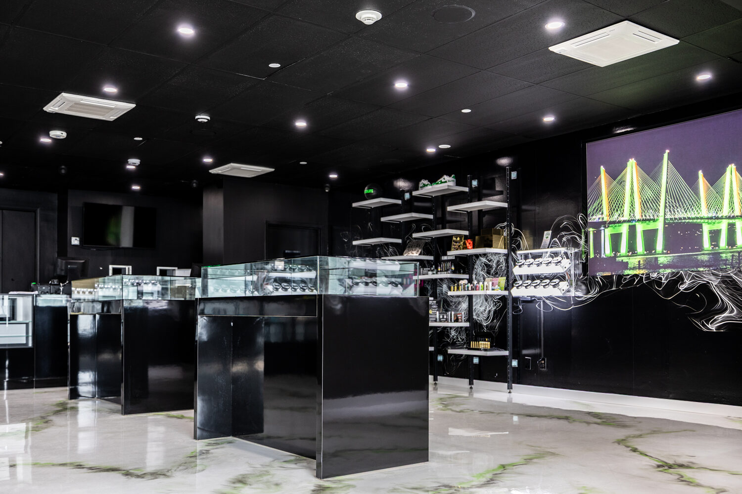 Inside Starlife Dispensary — White Plains showroom and display cases